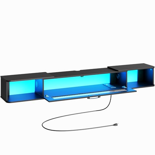 HOOBRO HOOBRO Floating TV Stand with LED Light Power Outlet for TVs up — Controls and everyday operation