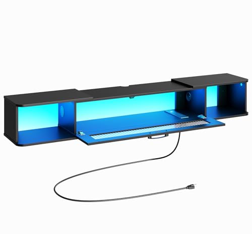 HOOBRO HOOBRO Floating TV Stand with LED Light Power Outlet for TVs up — Our recommended pick for most buyers