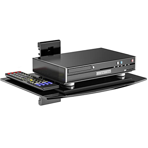 WALI WALI Floating TV Shelf, 1 Tier Glass Projector Shelf for DVD Play — Build quality and design details up close