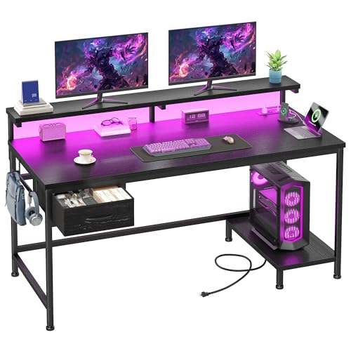 DurayLoly DurayLoly 39.3" Gaming Desk with Power Outlet and LED Lights — Controls and everyday operation