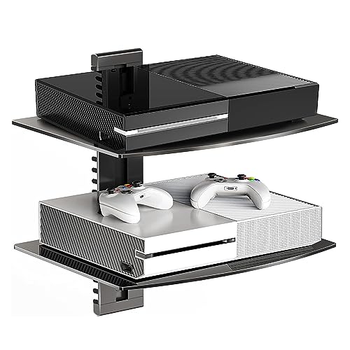 suptek Suptek Glass Floating Shelves, TV Wall Mount with Shelf for DVD — Design and materials in detail