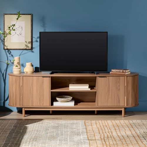 Walker Edison Walker Edison Chloe Curved Reeded TV Stand, Sliding Door — Controls and everyday operation