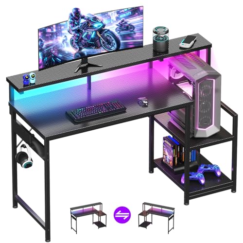 AODK AODK 48 Inch Gaming Desk with LED Lights & CPU Stand, Carbon Fibe — How the options on this page compare