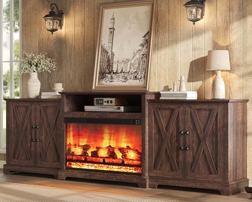 AMERLIFE AMERLIFE Farmhouse 97" Large Fireplace TV Stand for TVs up to — Design and materials in detail