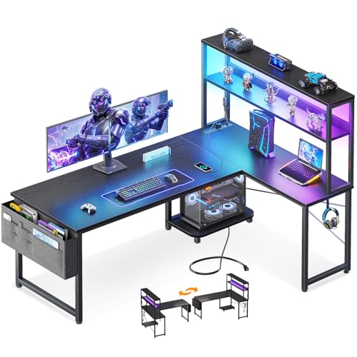 ODK 53 Inch L Shaped Gaming Desk with LED Lighting, Reversible Desk wi — Key features at a glance