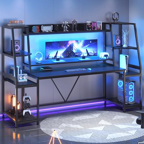 SEDETA SEDETA 79'' Gaming Desk with LED Lights, Hutch and Storage Shel — Key features at a glance