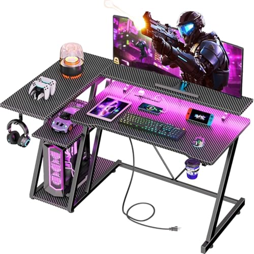 Korfile Korfile 40 Inch Gaming Desk with Power Outlet & LED Lights, L — Our recommended pick for most buyers