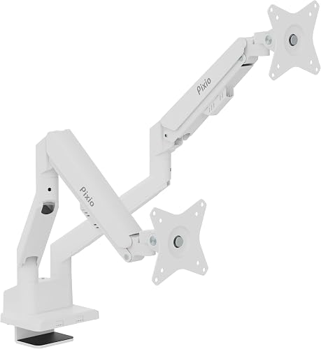 Pixio PS1D Wave White Dual Monitor Arm Stand Desk Mount - Fits up to 3 — Build quality and design details up close