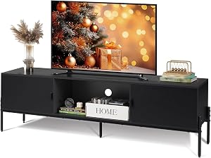 WLIVE 58" TV Stand for 65 Inch TVs, Mid Century Modern Entertainment Center with 2 St
