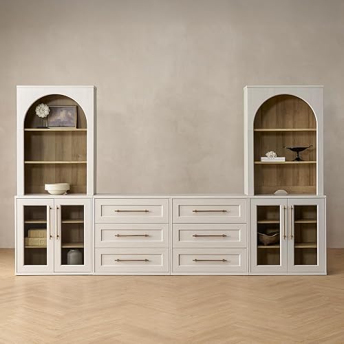 mopio Blake 4 Piece Entertainment Center with Storage, Modern Farmhous — Real-world performance testing in action