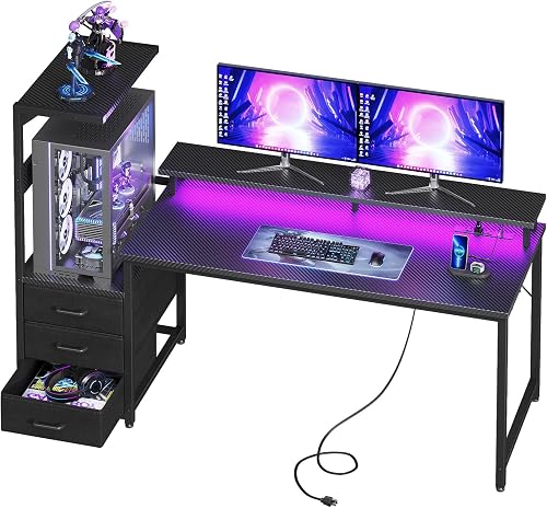 AODK 59 Inch Gaming Desk with LED Light- Reversible Computer Desk with — Side-by-side comparison of top picks in this category