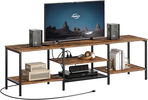 HOOBRO TV Stand with Power Outlets to 75 Inches, TV Console Table with — Build quality and design details up close