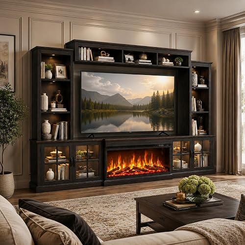 Breezestival Black Farmhouse TV Stand with Fireplace, Entertainment Ce — Side-by-side comparison of top picks in this category