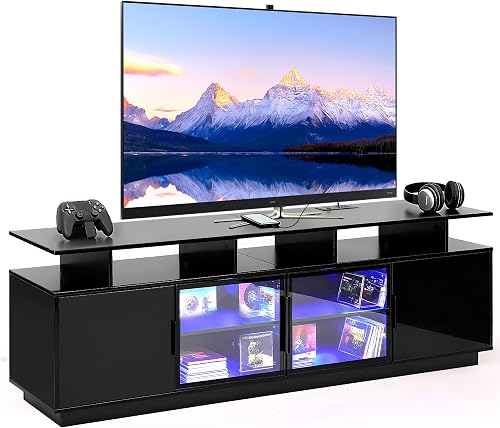 ansefe 70 Inch Black TV Stand for Living Room, LED Entertainment Cente — Our recommended configuration for best results