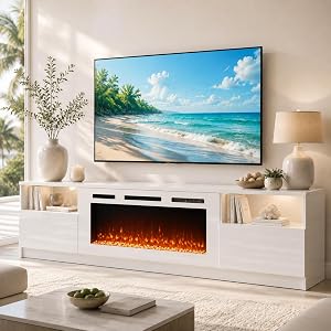 OneBlis 70" Fireplace TV Stand for TVs Up to 80",Entertainment Center with 36” E