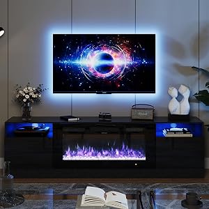 oneinmil Fireplace TV Stand with 36" Electric Fireplace, LED Light Entertainment Cent