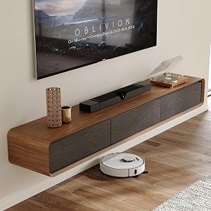 POVISON Fully-Assembled Minimalist Floating TV Stand, Modern Wall-Mounted Entertainment Ce