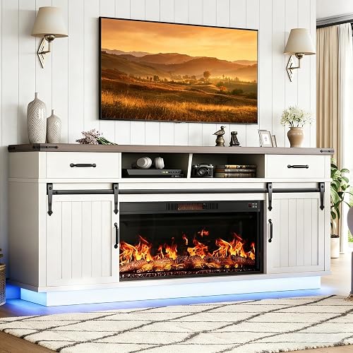 Jocoevol 70'' Fireplace TV Stand with 36‘’ Electric Fireplace, Tall Fa — Real-world performance testing in action