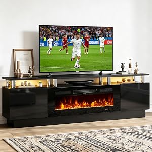 oneinmil Fireplace TV Stand with 36” Electric Fireplace, 2 Tier TV Console Stand for TVs U