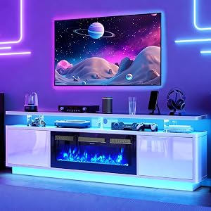 MXV 70" Fireplace TV Stand for TVs up to 80", Entertainment Center with 36"