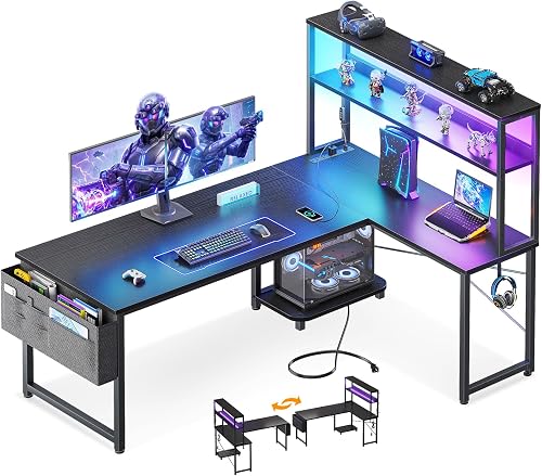 ODK 53 Inch L Shaped Gaming Desk with LED Lighting, Reversible Desk wi — Key features at a glance