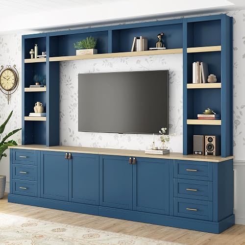 Merax 102.3 Inch Wide Farmhouse Entertainment Center, Rustic TV Stand — Our recommended configuration for best results