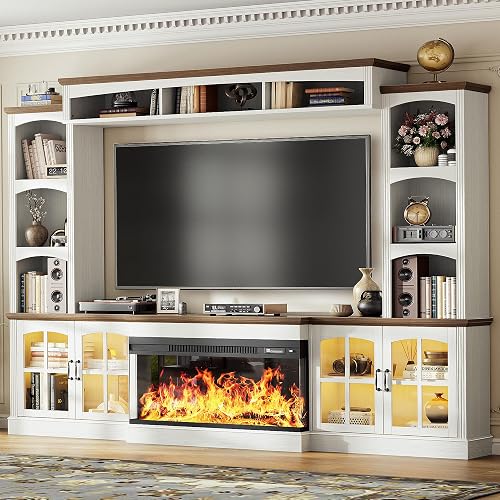 OneBlis 98" Farmhouse TV Stand with 36" Electric Fireplace, Bookshelve — Side-by-side comparison of top picks in this category