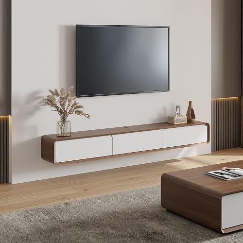POVISON Fully Assembled Floating TV Stand with Flip-Down Cabinet Doors — Build quality and design details up close