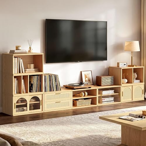 LIKIMIO Modular TV Stand Set for 65-100 Inches TV, Flexible Combinatio — Build quality and design details up close